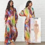 Sexy Cold Shoulder V Neck Bats Sleeve Loose Summer Beach Dress Plus Size Women Beachwear Kaftan Black Dress