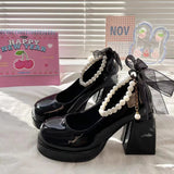 Bottom French Mary Jane Shoes Women High Heel Niche Design Temperament High-End Feel Lolita Coarse Leather Shoes Women