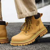 Zingj Yellow Boots British Cargo Martin Boots Men's Ankle Boots 2024 Spring And Autumn Single Boots Platform Versatile Hiking Boots