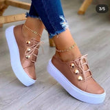 Shoes Women 2022 Fashion Round Toe Platform Shoes Size 43 Casual Shoes Women Lace Up Flats Women Loafers Zapatos