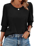 Color Women's Clothing 2025 Autumn Loose Leisure Printing Seven-Sleeve Round-Neck T-Shirt