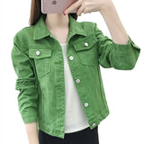 Jacket Women Green 2020 Autumn Woman Denim Jean Womens Coats Basic Jackets Female Slim Stretch Short Coat Feminina