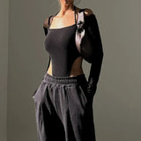 Zingj Summer New Dress Sexy Hot Girl Street Hanging Neck Sling Long Sleeve Jumpsuit