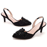 Cm Light-Mouthed Pointed Sandals Discolored Cloth Thin Heel Large Banquet Sandals Women 42 Yards 43 Yards High Heel