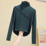 Long Sleeve Thick T Shirt Women Winter Tops Turtleneck Warm T-Shirt Korean Cotton Tshirt Woman Tee Shirt Femme Pink