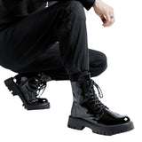 Zingj Boots Men's British Boot Men's 2023 Bright Leather Work Leather Shoes