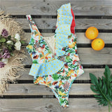 Sexy One Piece Swimsuit Women Swimwear Floral Print Bodysuit Summer Beach Bathing Suit Monokini Swimsuit
