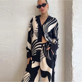 Zingj New Fashion Graffiti Casual Temperament Print Loose Wide-Leg Pants Suit-Outfit