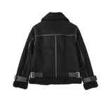 Faux Fur Double-sided Zipper Jacket-Outfit