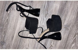 Onlymaker Women Peep Toe Sandals Black Flock Platform Ankle Strap High Heel Shoes Female Big Size Party Dress Sexy
