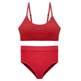 Seamless Tanks Tops Bras Set Female Underwear Wireless Bra Crop Top Women High Waist Underpants Soft Bralette