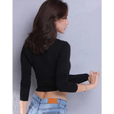 2022 Brand New Cotton Women's T-shirt Long-sleeved Solid Color Women T-shirts Leisure Woman T shirt for Female Tops