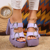 Mouth Cool Slippers Women 2025 Summer New High-Heeled Coarse And Large-Size Type Wearing Beach Women Cold Slippers