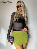 2022 Summer Knitted Mini Skirt Women Green Y2K High Waist Bodycon Beach Pencil Skirts Sexy Casual Blue Party