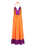 New Elegant Women Maxi Dress Halter Sleeveless Backless Casual Loose Robe Summer Beach Holiday Tie Up