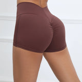 Zingj Hip Yoga Shorts Elastic High Waist Running Fitness Shorts Skinny Naked Sports Three Point Shorts-Outfit