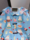 Sweet Short Sleeve Women Blouse Sailor Collar Casual Loose Rabbit Print All Match Grunge Shirt Fashion Harajuku