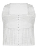 Broderie Lace Trim Crop Tank Top- Outfit