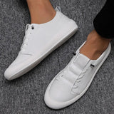 Genuine Leather Shoes Men Sneakers Casual Male Footwear Fashion Brand White Shoes Mens Cow Leather White