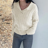 Preppy Sweater Women Turn Down Collar Pullover Jumper Vintage Sweater Kawaii Autumn Winter Korean Pull Vintage 90S