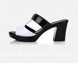 Fashion Women's Shoes Patent Leather Slippers Female Sandals Casual Slip-On Fretwork Cut-Outs Mixed
