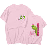 High Street Style Trend Summer Lovers Wear Green Printed Round-Neck Short-Sleeved Shirt T-Shirt