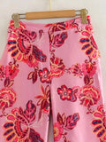 2023 Women Pants Sets Pink High Waist Pants For Women Vintage Print Woman Trousers Streetwear Casual Summer Women's