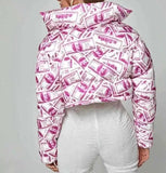 Women's 2021 New Print Long Sleeves, Loose Padded Jacket, Bread Clothes And Cotton-Padded Jacket-Outfit