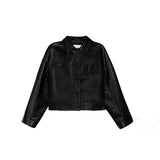 Cropped Leather Jacket Women Korean High Street Leather Blazers Women Vintage Streetwear Moto Bike Jacket Autumn 2023