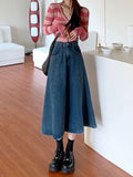 Zingj Sense Splicing Denim Skirt A Word Umbrella Skirt Spring Korean Version 2024 New High Waist Show Thin Skirt Women's