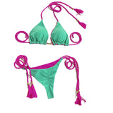 Swimsuit Girl Bikini Split Sexy Triangle Double-Sided Bump Beach Bikini Swimsuit