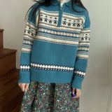 Half Zip Christmas Knit Pullover- Outfit