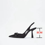 ZAR Woman 2022 Shoes Spring Summer New Fashion Pointed Toe Black High Heels Sandals Slippers Women Luxury Brand Plus Size