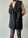 Summer Niche New Fashion Temperament V-Neck Bow Design Sense Sleeveless Short Suit Dress