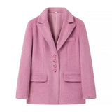 Women's Clothing 2025 Spring New Fashion Free Single Row Buckle Long Hair Suit
