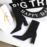 Zingj Fashion, Simple And Versatile Thick With High Heel Suede Pointed Sexy Nightclub Show Thin Short Tube Short
