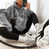 Letter Print Loose Oversized Hoodies Women Men Long Sleeve Sweatshirt Hooded Sweater Female Coat Winter Autumn