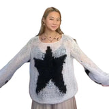 Zingj Hair Star Sweater Female Y2k New Fashion Round Collar Sweater