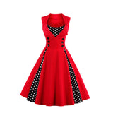 Robe Femme Women Vintage Dress 50s 60s 70s Hepburn Pin Up Big Swing Retro Rockabilly Solid Dresses Red Blue Tunic