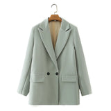 New Pure Color Double-Breasted Loose Casual Suit Jacket In