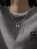 Butterfly Pendant Link Chain Necklace- Outfit