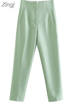 Women's Pants Beige Pencil High Waist Pants For Women Office Casual Elegant Woman Trousers Fashion Streetwear Summer