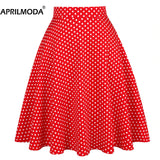 Autumn Pleated Skirts 2021 Womans Saias Midi Faldas 50s 1950s Vintage Women Big Swing Housewife Rockabilly Party
