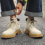 Zingj Yellow Boots British Cargo Martin Boots Men's Ankle Boots 2024 Spring And Autumn Single Boots Platform Versatile Hiking Boots