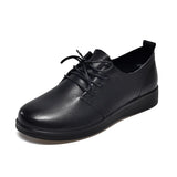 Zingj Small Leather Shoes For Women In The Fall Of 2023, The New Head Layer Cowhide Lace-Up Flat-Soled Shoes Are Solid All The Year