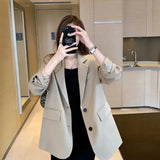 Zingj Goddess Small Suit Coat Autumn 2024 New Joker Design Sense Loose Korean Version Of The British Wind Suit Tide-Outfit