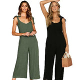 Women Rompers 2023 Summer new Ladies Casual Clothes Loose Linen Cotton Jumpsuit Sleeveless Backless Playsuit Trousers
