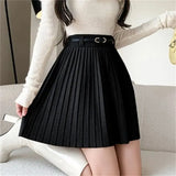Pleated High Waist Belted Mini Skirt- Outfit
