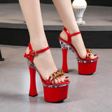 Zingj Even Buckle Hate Day High Nightclub Super High-Heeled Shoes Sandals Women's Work Shoes Runway Show Pole Dance Shoes Waterproof