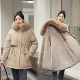 2022 New Women's Winter Jacket Hooded Short Thick Warm Cotton Padded Jackets Parkas Woman Candy Color Winter
